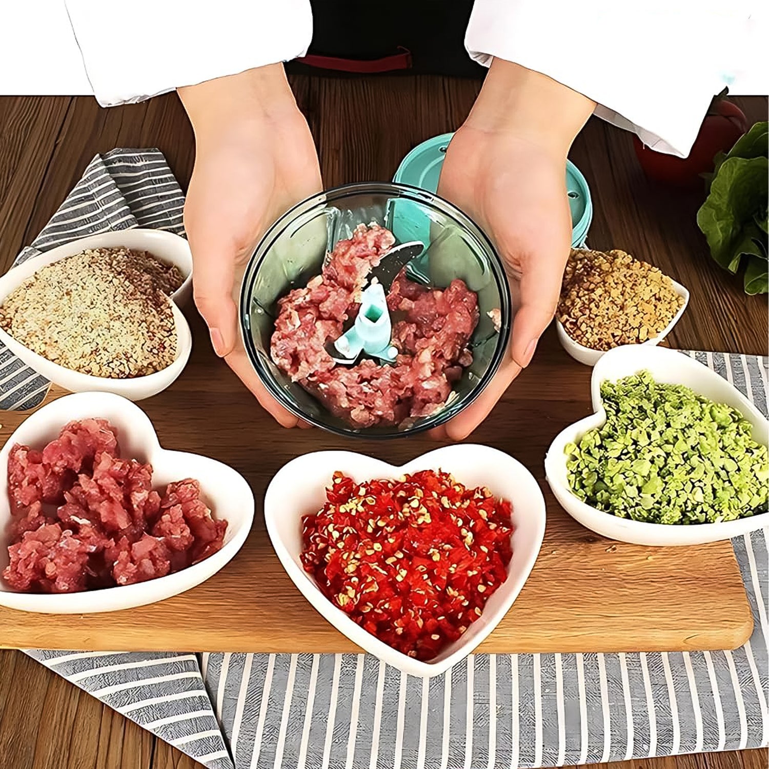 3 Blades Handy Chopper And Slicer Used Widely For Chopping And Slicing (450 Ml 1 Pc)