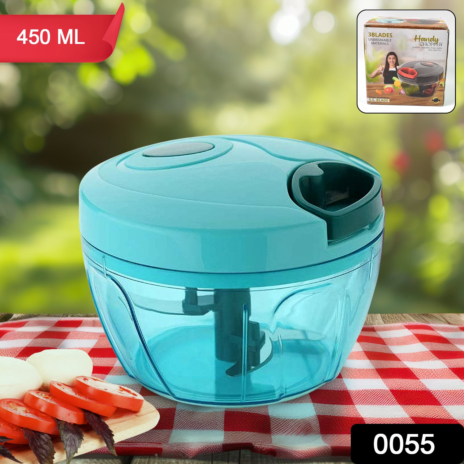 3 Blades Handy Chopper And Slicer Used Widely For Chopping And Slicing (450 Ml 1 Pc)
